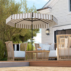 8.6FT Patio Umbrella, UPF 30+ Outdoor Market Umbrella, 2-Tier Vented Patio Table Umbrella with Crank 8 Ribs, Tiltable Porch Umbrella for Garden Deck Poolside, Light Gray