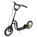 Youth Scooter Front and Rear Caliper Dual Brakes 12-Inch Inflatable Front Wheel Ride On Toy For Age 5+ - Black