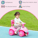 Foot to Floor Toddler Push Car w/ Horn, Light, Music, Anti-Over-Backwards Device & Underseat Storage, Pink