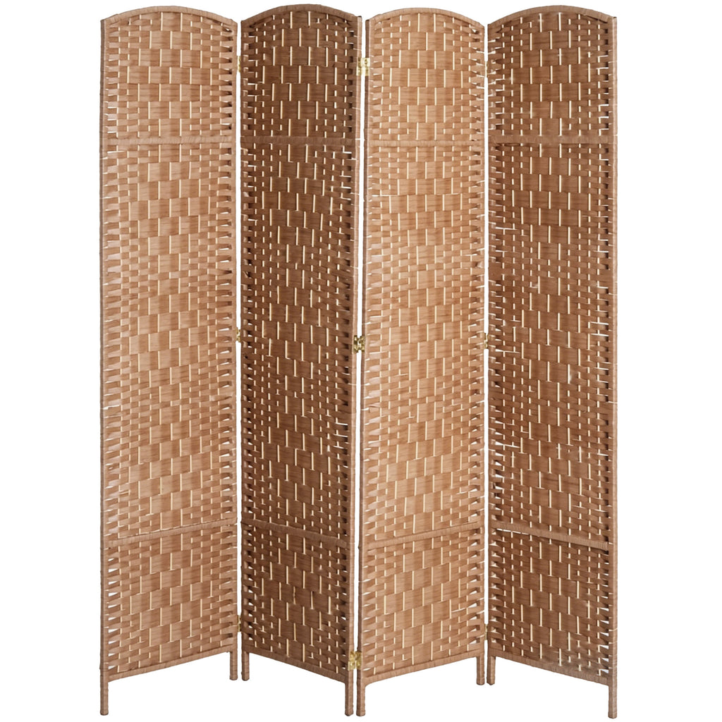 Room Divider 4 Panel, 6FT Tall Folding Privacy Screen, Freestanding Hand-Woven Partition for Room Separation with 360° Hinges, Paper Rope Diamond Weave, Natural