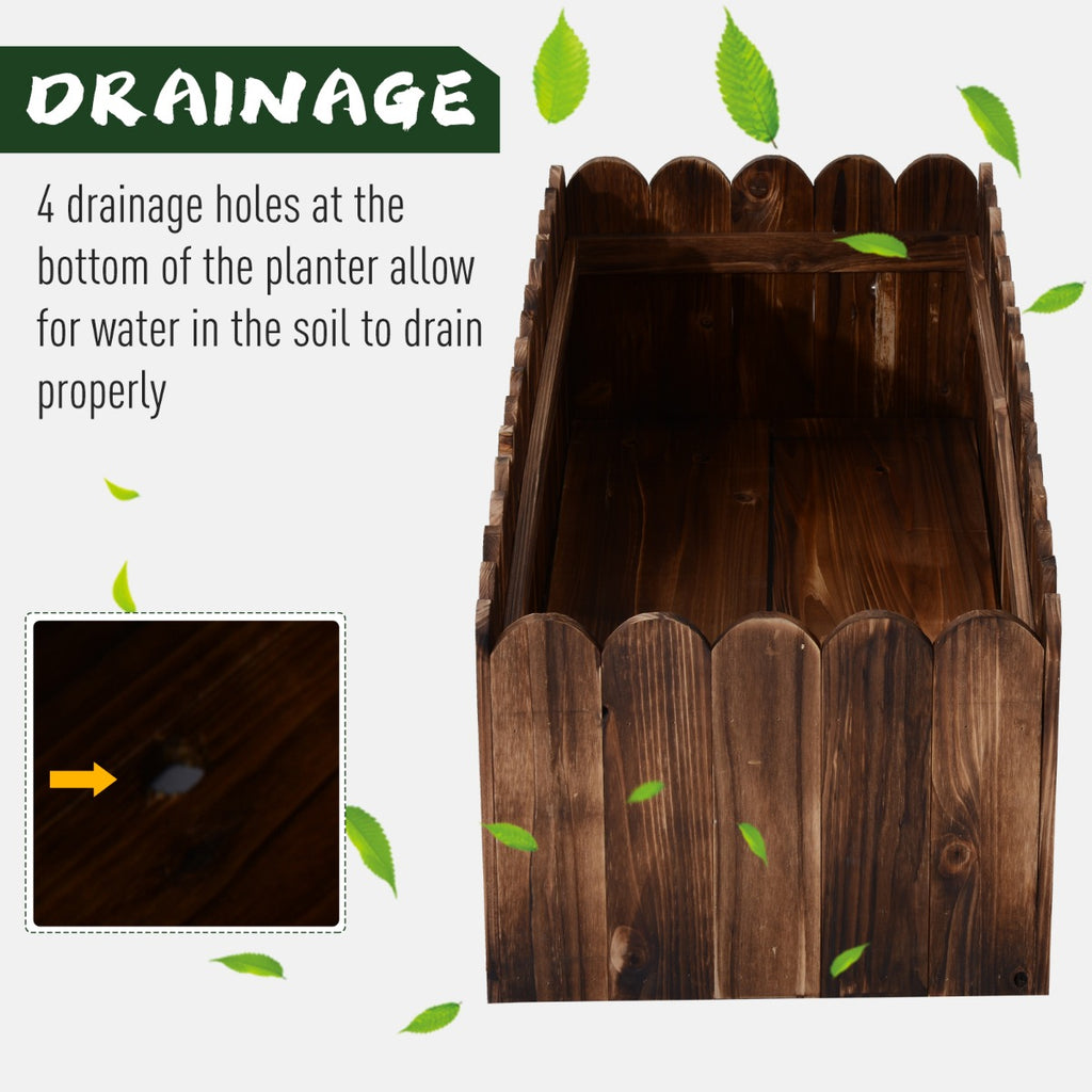 40" x 16" x 12" Raised Planter Box Garden Scalloped Edge Wooden