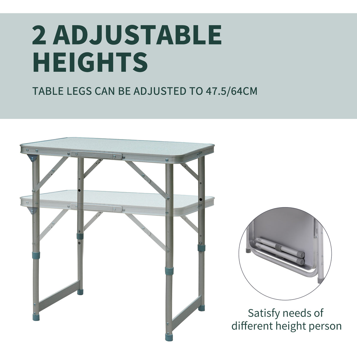 23" Portable Camping Table with Faucet Aluminum Lightweight Portable Folding Easy Clean Camping Table with Carrying Handle
