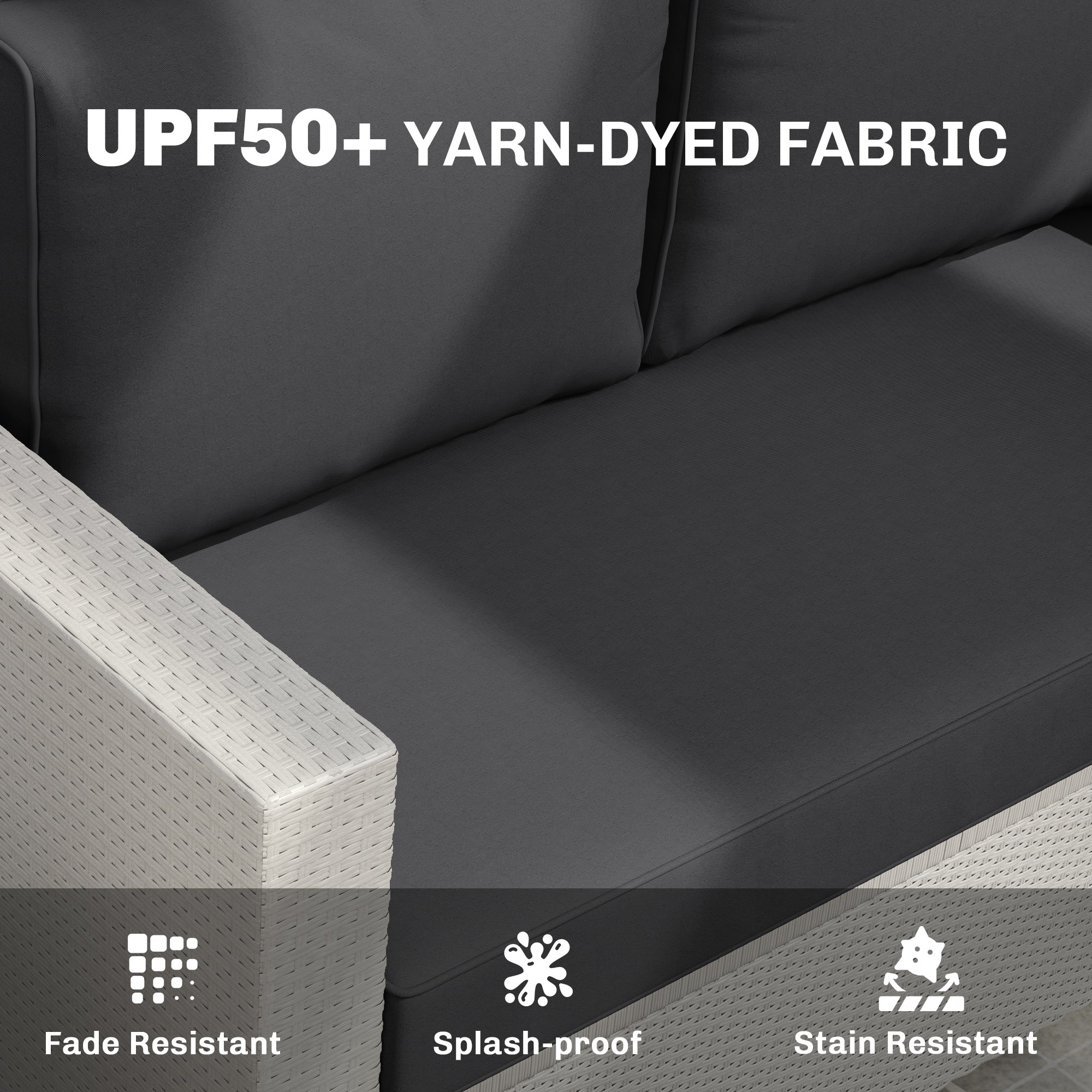 2 Seat Patio Furniture Cushions, Thick Outdoor Loveseat Cushion Set with Removable Cover, 46x26x5 in, Black