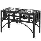 17" Double Stainless Steel Heavy Duty Dog Food Bowl Elevated Pet Feeding Station