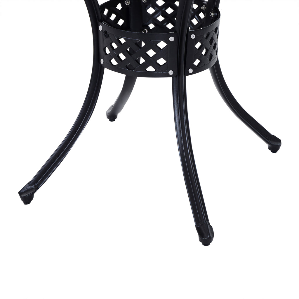 33" Patio Dining Table Round Cast Aluminium Outdoor Bistro Table with Umbrella Hole - Black