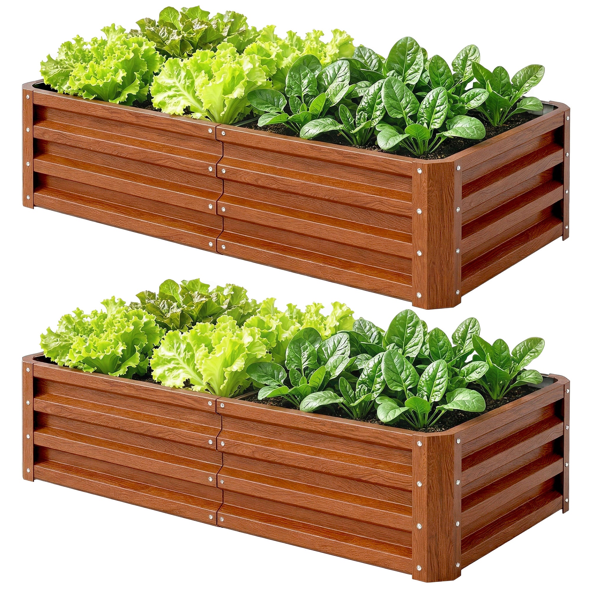 Galvanized Raised Garden Bed, 4' x 2' x 1' Metal Planter Box, for Growing Vegetables, Flowers, Herbs, Succulents, Brown