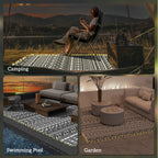 Outdoor Rug Carpet with USB Lights Reversible Patio Rug with Carry Bag for Camping 10' x 8'