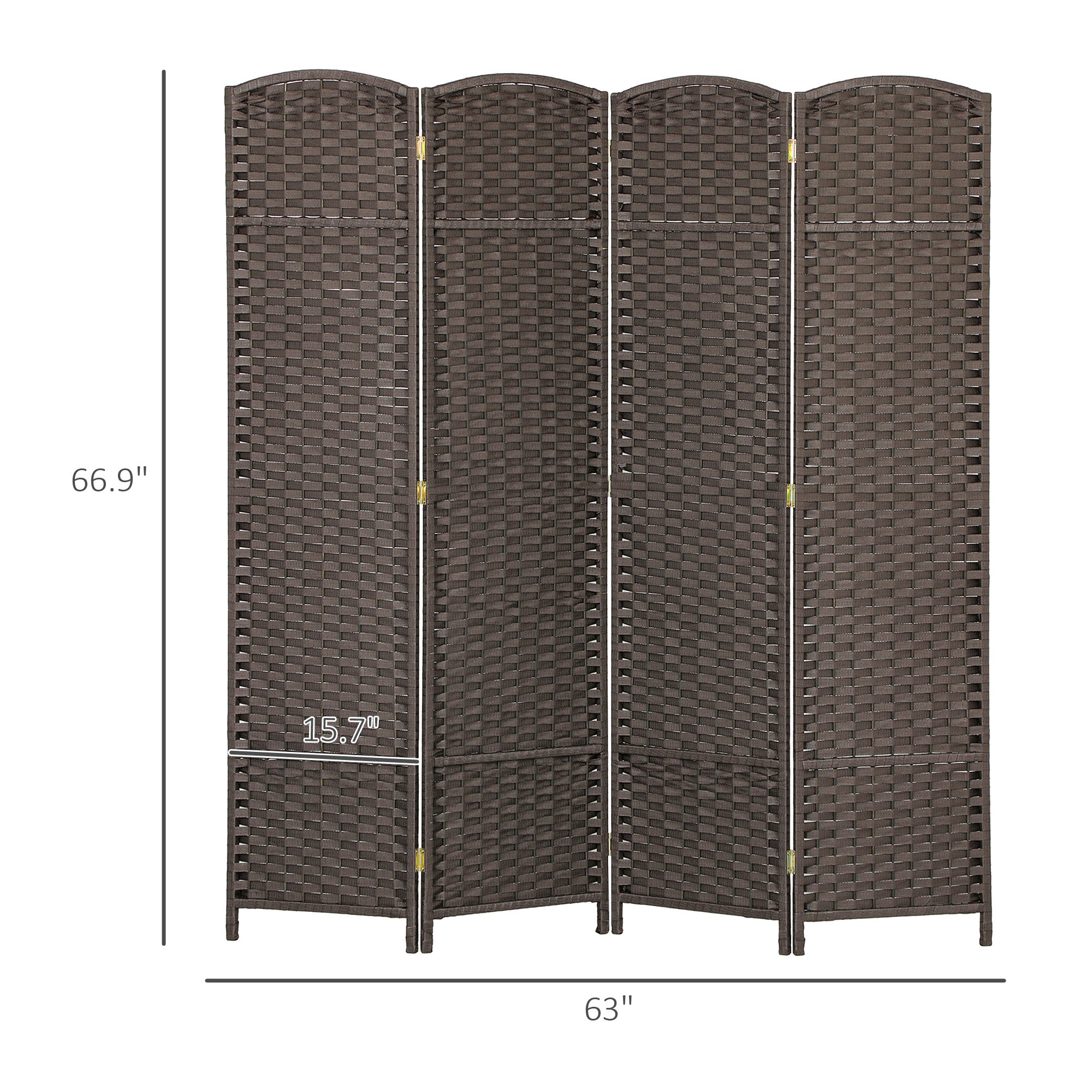 Folding Room Divider Screen 4 Panel 5.6 ' Tall Privacy Screen Freestanding Room Partition for Home Office, Brown
