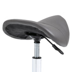 Ergonomic Rolling Saddle Stool PU Leather Hydraulic Spa Stool Height Adjustable Swivel Drafting Salon Chair, Gray