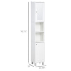 Tall Bathroom Storage Cabinet with Mirror, Wooden Freestanding Tower Cabinet with Adjustable Shelves for Bathroom or Living Room, White