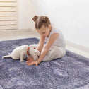 5x8 Washable Low-Pile Kid and Pet Friendly Area Rug, Non-Slip, Non-Shedding, Foldable Area Carpet for Bedroom, Dining Room, Anthracite