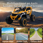 12V 2-Seater Kids Electric UTV Ride-On with Remote Control, Electric Go-Kart with Music & Flashlights, 45.5" L x 28.5" W x 24.5" H, Yellow+Black