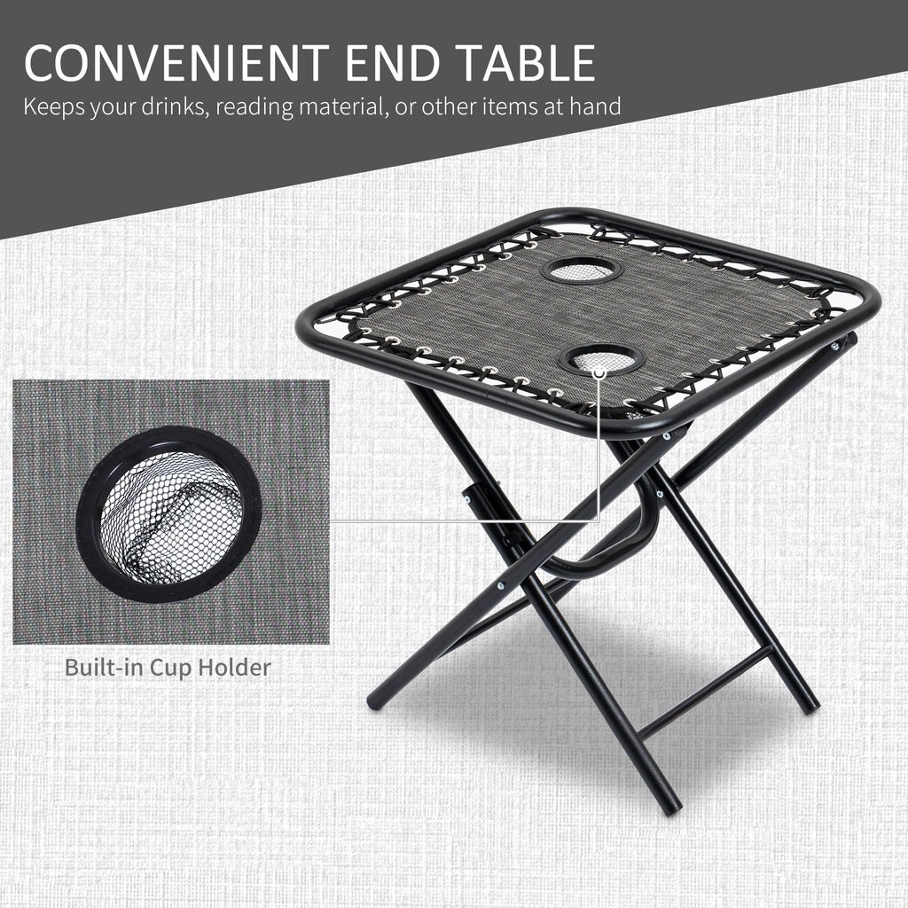 Zero Gravity Chair Set with Side Table, Folding Reclining Chair with Cupholders & Pillows, Adjustable Lounge Chairs for Pool, Backyard, Lawn, Beach, Gray
