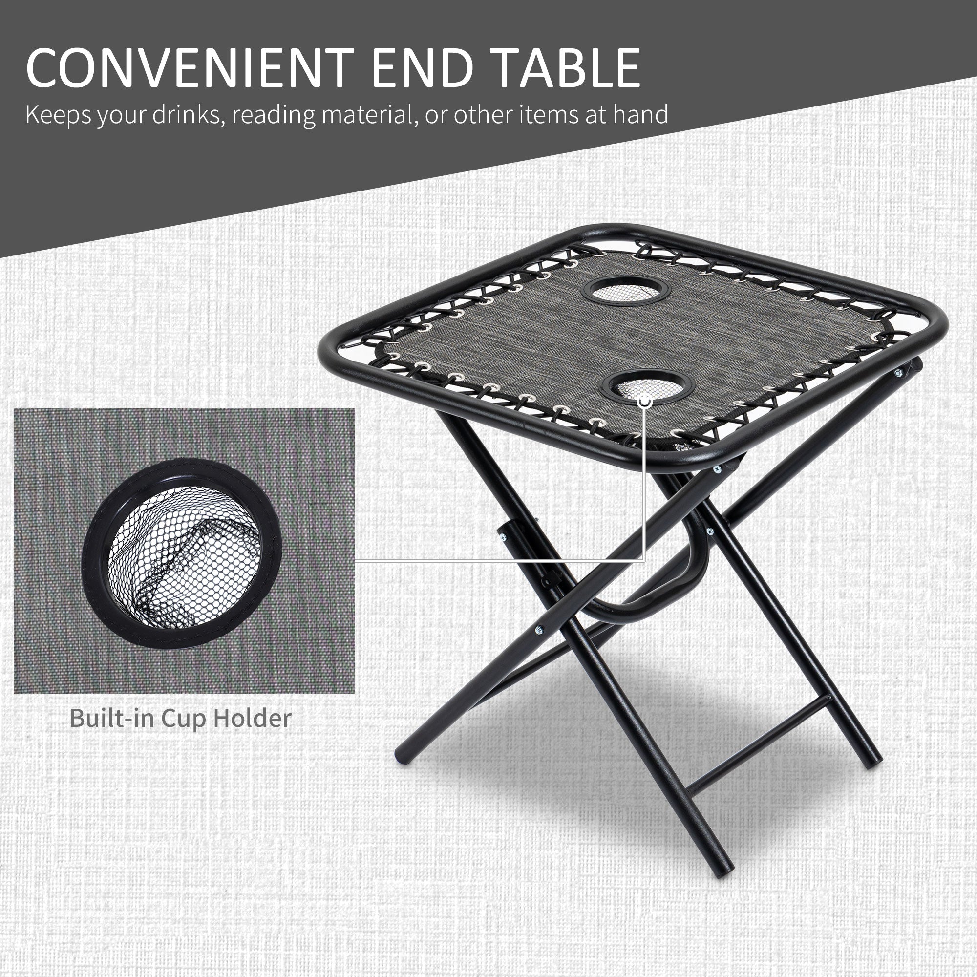 Zero Gravity Chair Set with Side Table, Folding Reclining Chair with Cupholders & Pillows, Adjustable Lounge Chairs for Pool, Backyard, Lawn, Beach, Gray