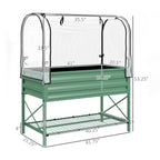 Raised Garden Bed with Legs and Cover, Metal Elevated Planter Box with Bottom Shelf and Liner for Vegetables, Green