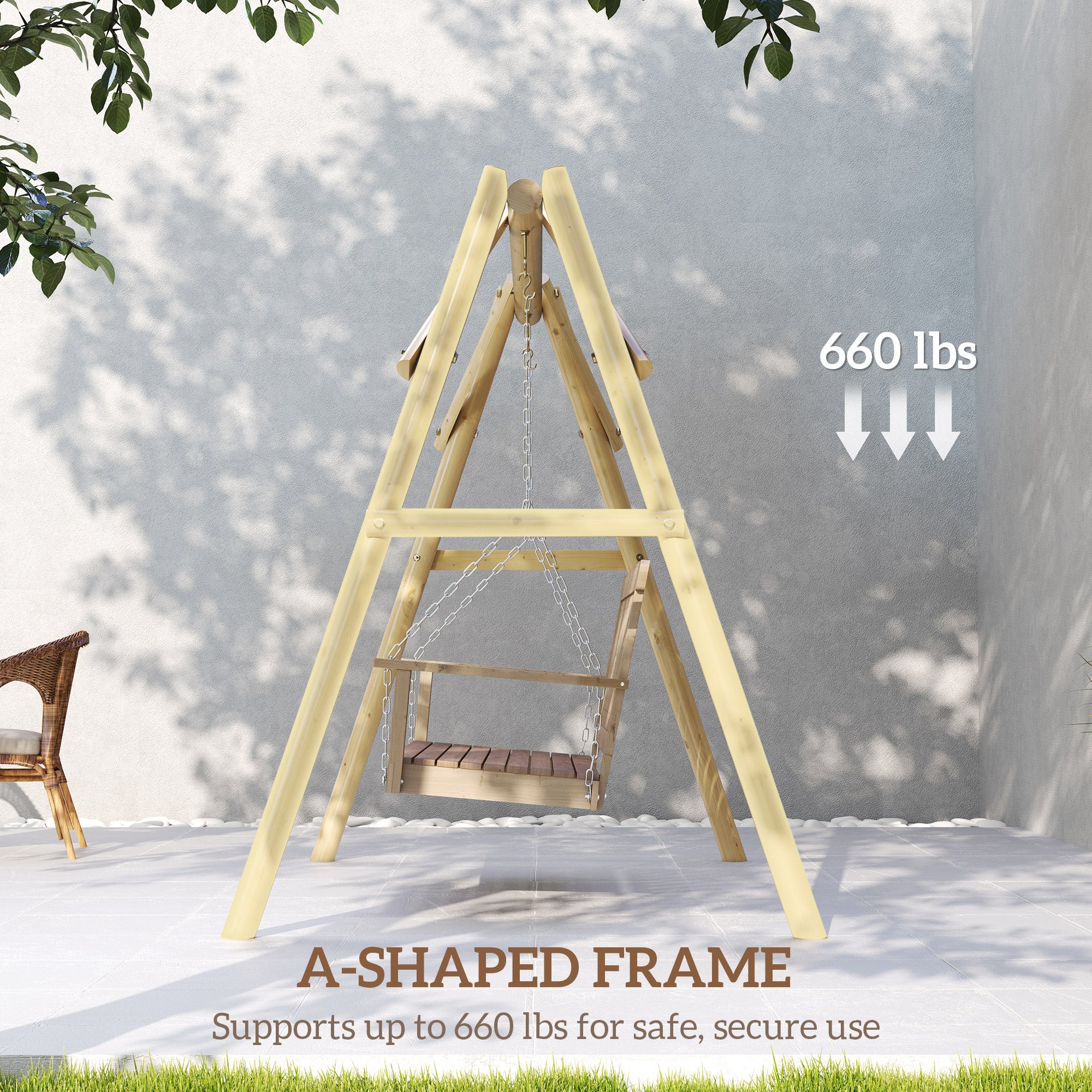 660 lbs Porch Swing Frame, A-Frame Hanging Chair Stand Only for DIY Painting, Swing Chair Stand for Backyard, Patio