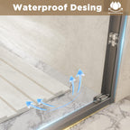 Double Sliding Shower Door with Explosion-Proof Safety Film, Durable Aluminum Panel for Bathroom, 54" L x 0.5" W x 72" H, Brushed Nickel