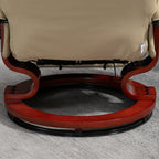 Air Leather Manual Recliner, Adjustable Swivel Lounge Chair with Footrest, Armrest and Wrapped Wood Base, Cream White