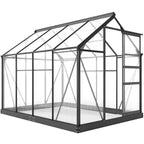 Polycarbonate Greenhouse, Heavy Duty Outdoor Aluminum Walk-in Green House Kit Vent Door, 6.2'x8.3'x6.6' Gray