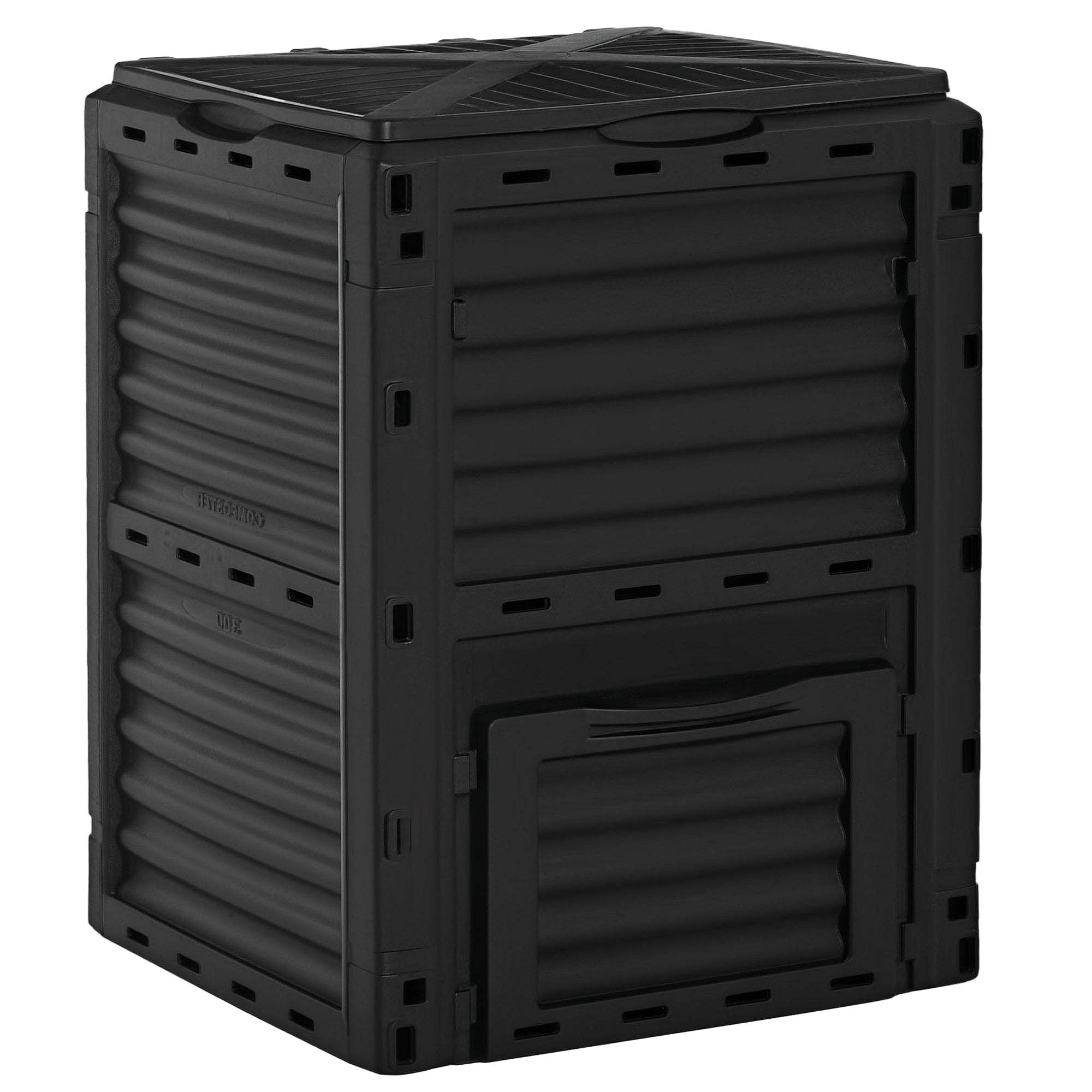 Garden Compost Bin 80 Gallon Outdoor Large Capacity Composter Fast Create Fertile Soil Aerating Box, Black