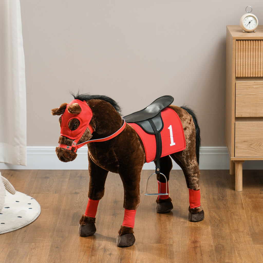 Ride on Horse for Kids 3-8 Years Old w/ Neighing Sound, Saddle & Stirrups