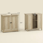Bathroom Vanity Cabinet, Under Sink Bathroom Cabinet with 2 Doors and Adjustable Shelf, Weathered Gray Oak