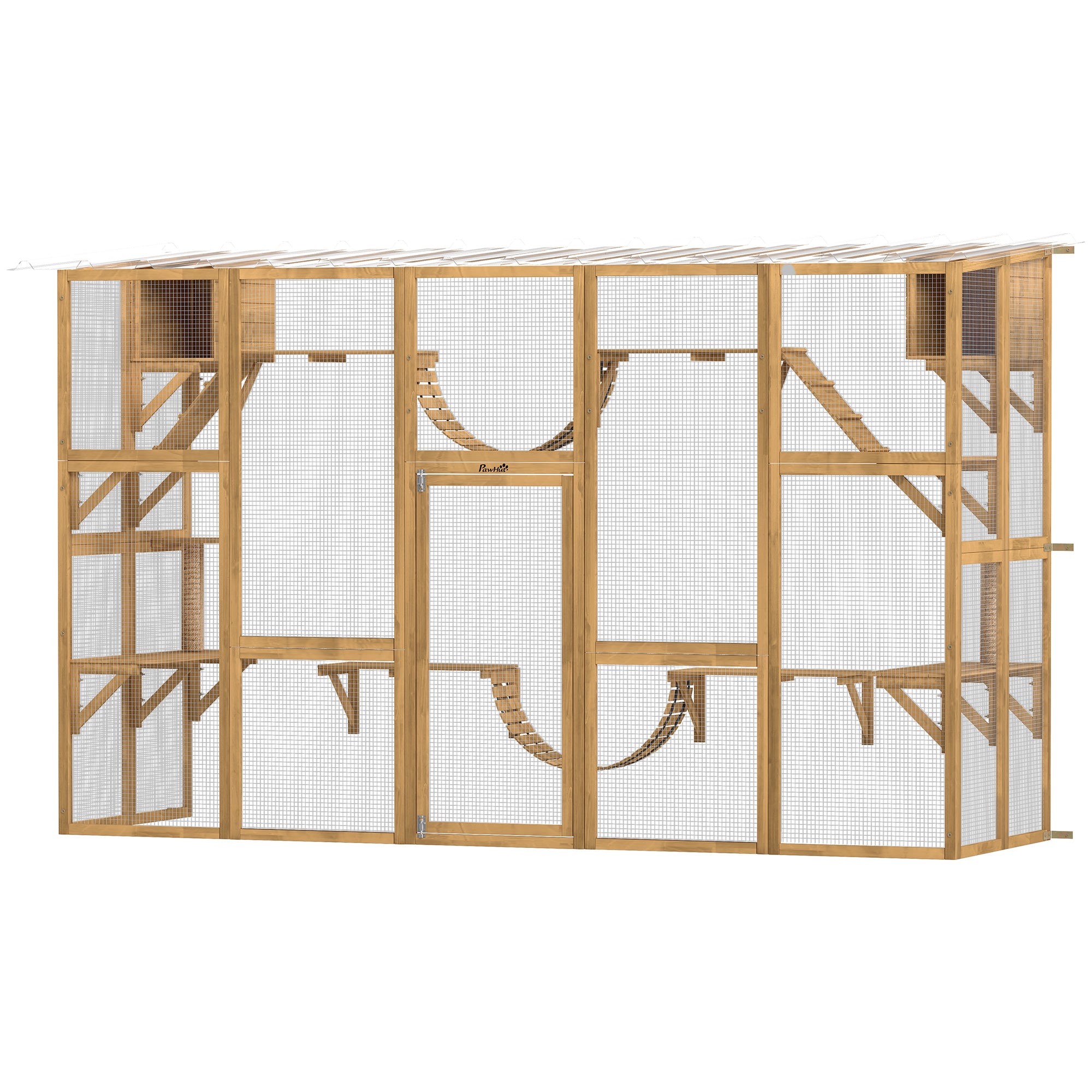 Catio Playground Cat Window Box Outside Enclosure for Multiple Cats w/ Shelves & Bridges, Yellow