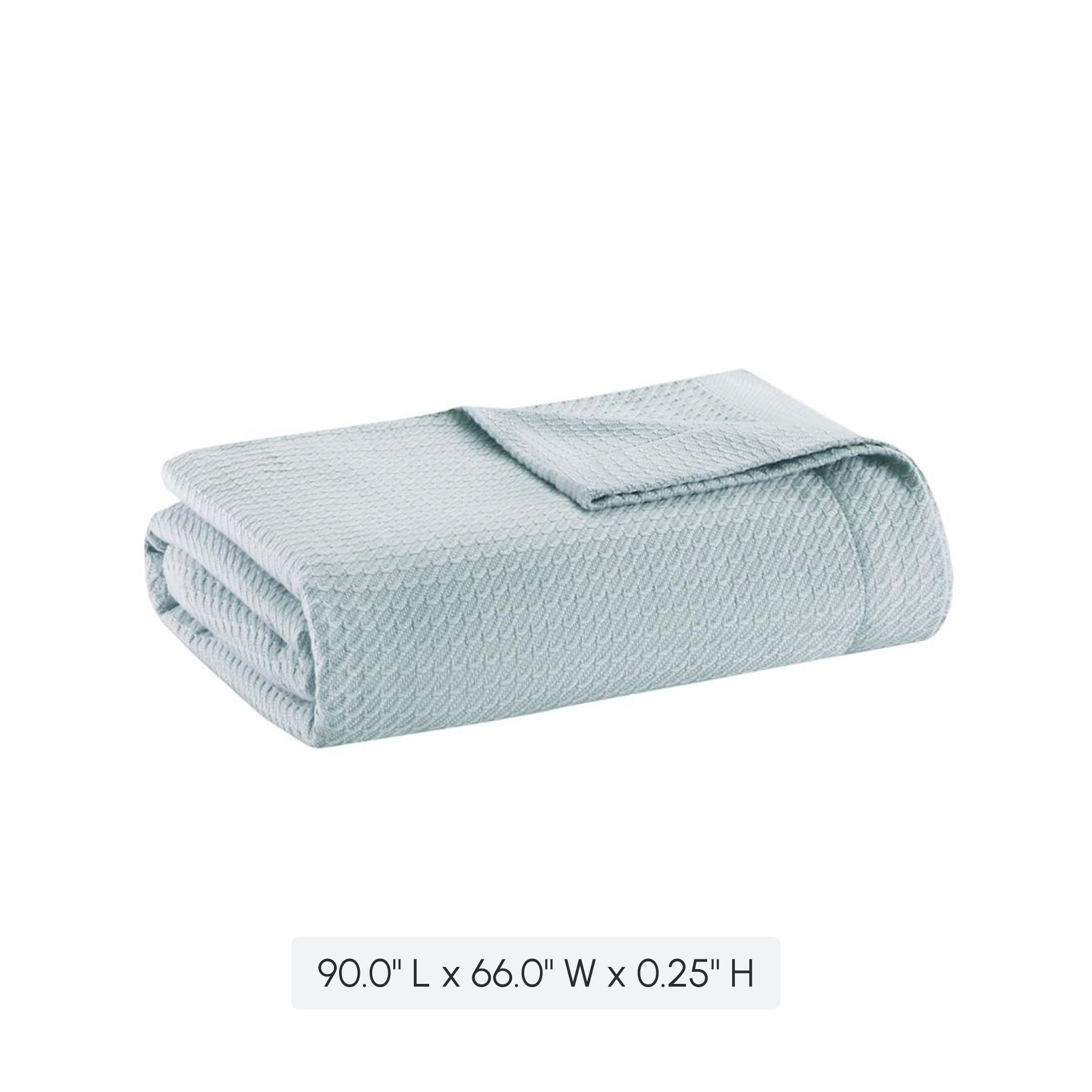 Machine Washable Egyptian Cotton Blanket with Breathable Weave, OEKO-TEX Certified, Ideal for Bedroom, 90" L x 66" W x 0.25" H, Light Blue