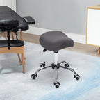 Ergonomic Rolling Saddle Stool PU Leather Hydraulic Spa Stool Height Adjustable Swivel Drafting Salon Chair, Gray
