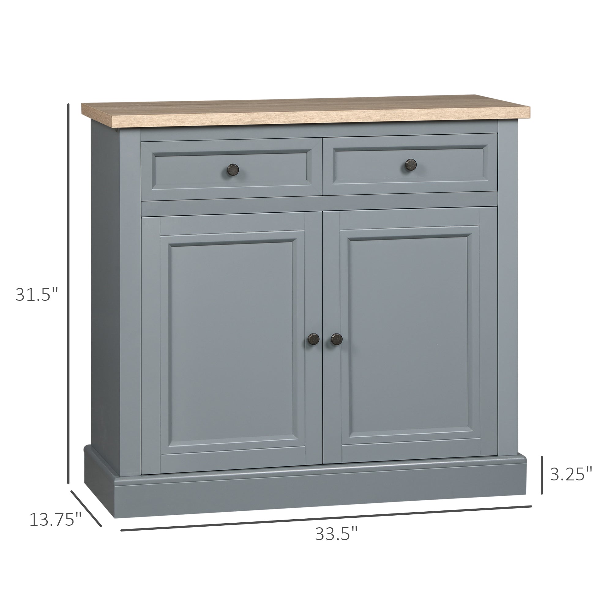 Sideboard Buffet Cabinet, Coffee Bar Cabinet with 2 Drawers and Double Door Cupboard for Kitchen, Living Room, Entryway, Dark Gray