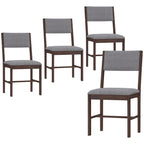 Modern Dining Chairs Set of 4, Linen Fabric Kitchen Chairs with Rubberwood Legs for Dining Room, Living Room, Gray