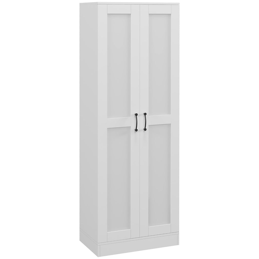 White Storage Cabinet with Adjustable Shelves and Tall Design, for Kitchen Storage, Perfect for Home Use and Family Organization