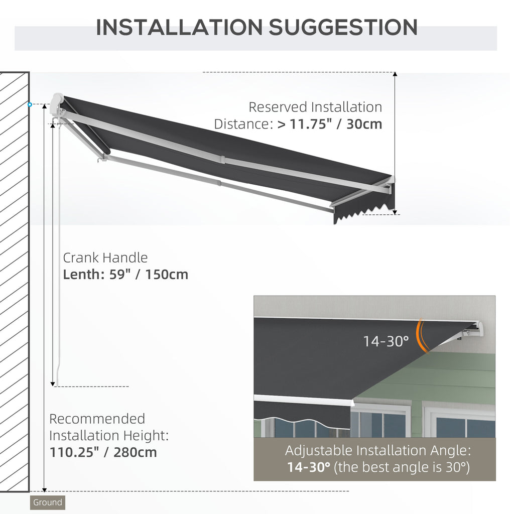 10' x 8' Electric Retractable Awning, Sun Shade Shelter，Remote Controller and Crank Handle for Deck, Balcony, Yard,