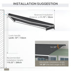 10' x 8' Electric Retractable Awning, Sun Shade Shelter，Remote Controller and Crank Handle for Deck, Balcony, Yard,