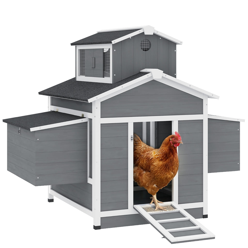 Chicken Coop for 2 Chickens, Wooden Hen House with Nesting Box, Pull-Out Tray, Ventilation Windows