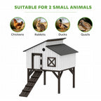 Chicken Coop Hen House with Nesting Box, Elevated Rabbit Hutch with Ramp, Asphalt Openable Roof and Elevated Legs
