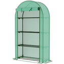 Mini Greenhouse, Portable Greenhouse with 4 Tier Shelves, Roll-Up Door, and Plastic Cover, 41.3" x 17.7" x 63", Green