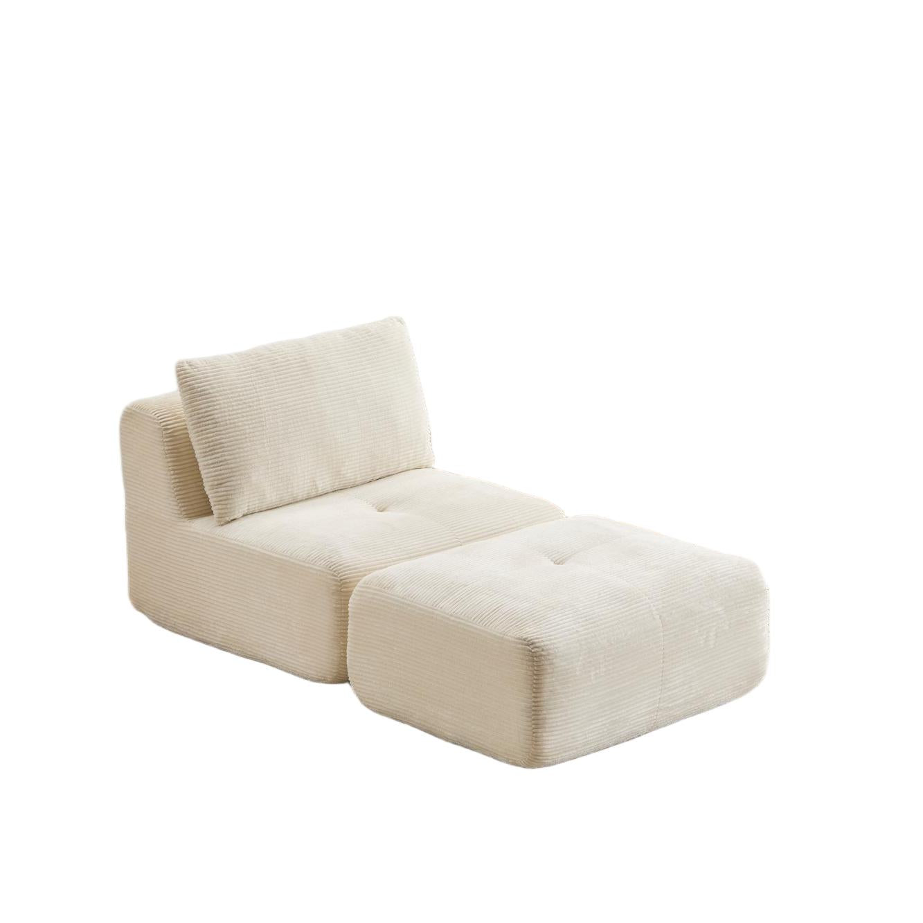 Compressed Sofa Modern Memory Foam Sectional with Pet-Friendly Corduroy Fabric, Modular Sofas for Small Spaces Single Chaise Longue for Living Room, 71" L x 36" W x 28.5" H, Beige