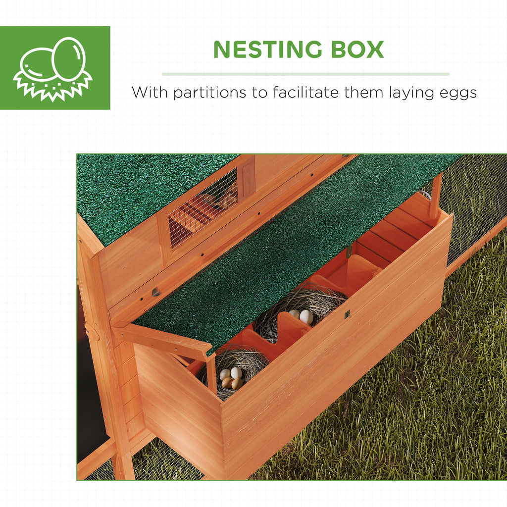 137" Wooden Chicken Coop for 4-6 Chickens, Backyard, Orange