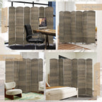 Folding Room Divider Screen 6 Panel 6' Tall Privacy Screen Freestanding Wood Partition for Home Office, Dark Rustic Oak