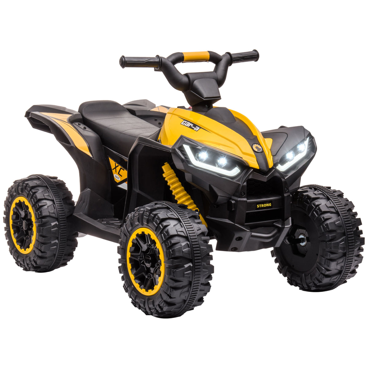 12V Kids ATV Quad Car with Forward & Backward Function, Four Wheeler for Kids with Wear-Resistant Wheels, Music, Electric Ride-on ATV for Toddlers Ages 3+ Years Old, Yellow