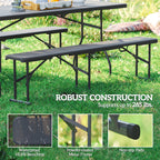 2 Pack 6 ft Portable Foldable Bench Seats, Plastic Folding Benches with Carrying Handle for Camping, Black