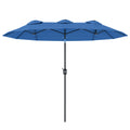 Double-sided Patio Umbrella, 9.5' Outdoor Umbrella with Push Button Tilt and Crank, 3 Air Vents and 12 Ribs, Navy Blue