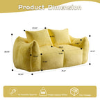 Bean Bag Sofa with High-Density Foam and Faux Fur Fabric, Compressed Sofa Oversized Fluffy Loveseat for Adults, 75" L x 42.5" W x 28.5" H, Yellow