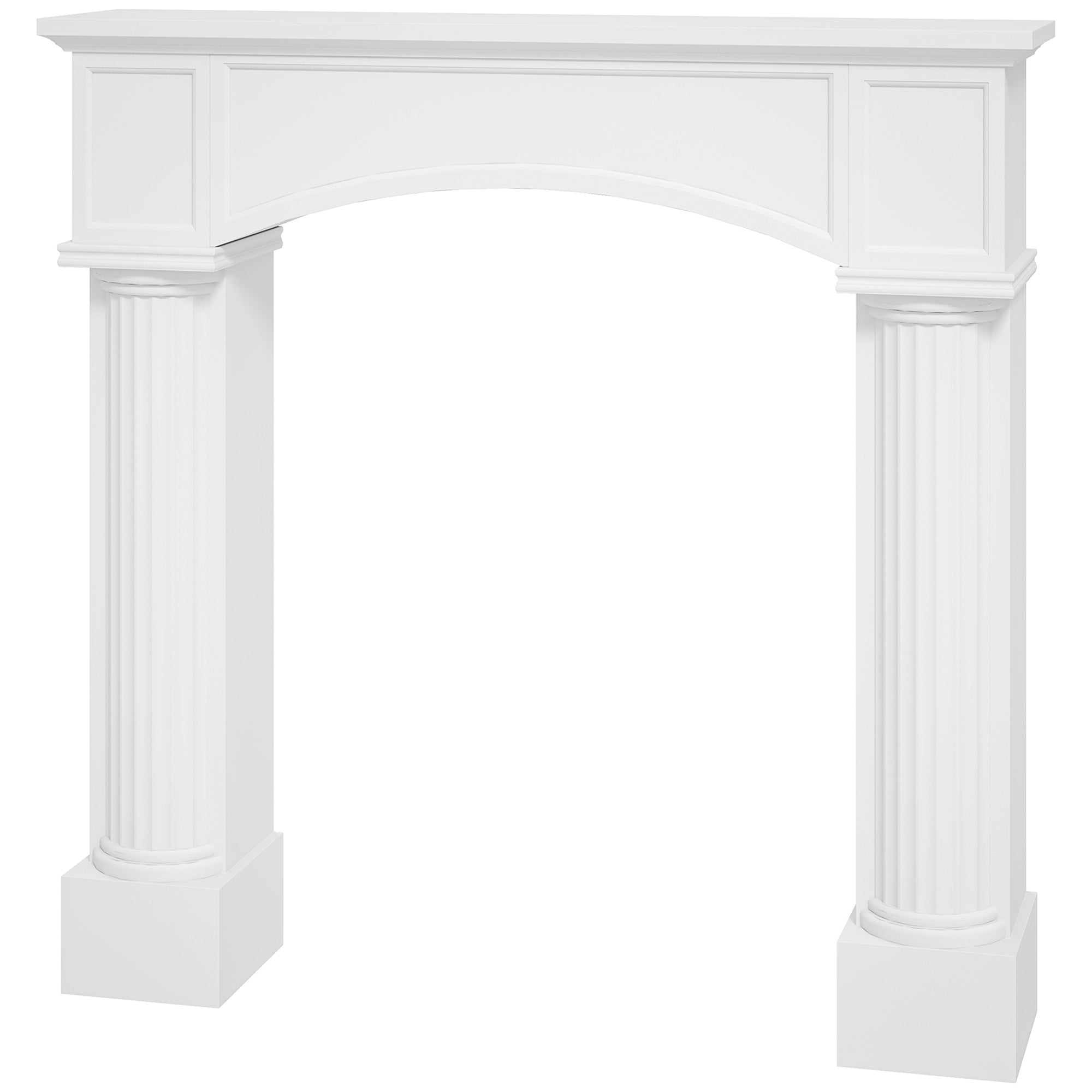 Modern Fireplace Mantel, Freestanding Fireplace Surround for Electric Fireplaces, 43.3" W x 39.8" H, White