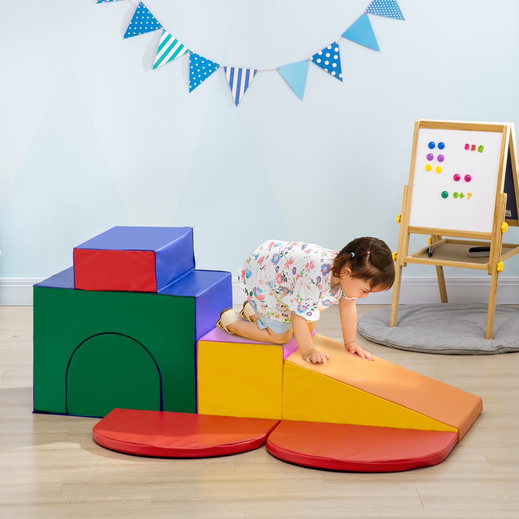 7-Piece Rearrangeable Toddler Climber for Creativity and Shape Discovery, Multicolored