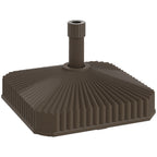 Square Patio Umbrella Base Holder, Heavy Duty Outdoor Umbrella Stand Base, Filled Up to 42lbs with Sand or 33lbs with Water for Garden, Poolside, Brown