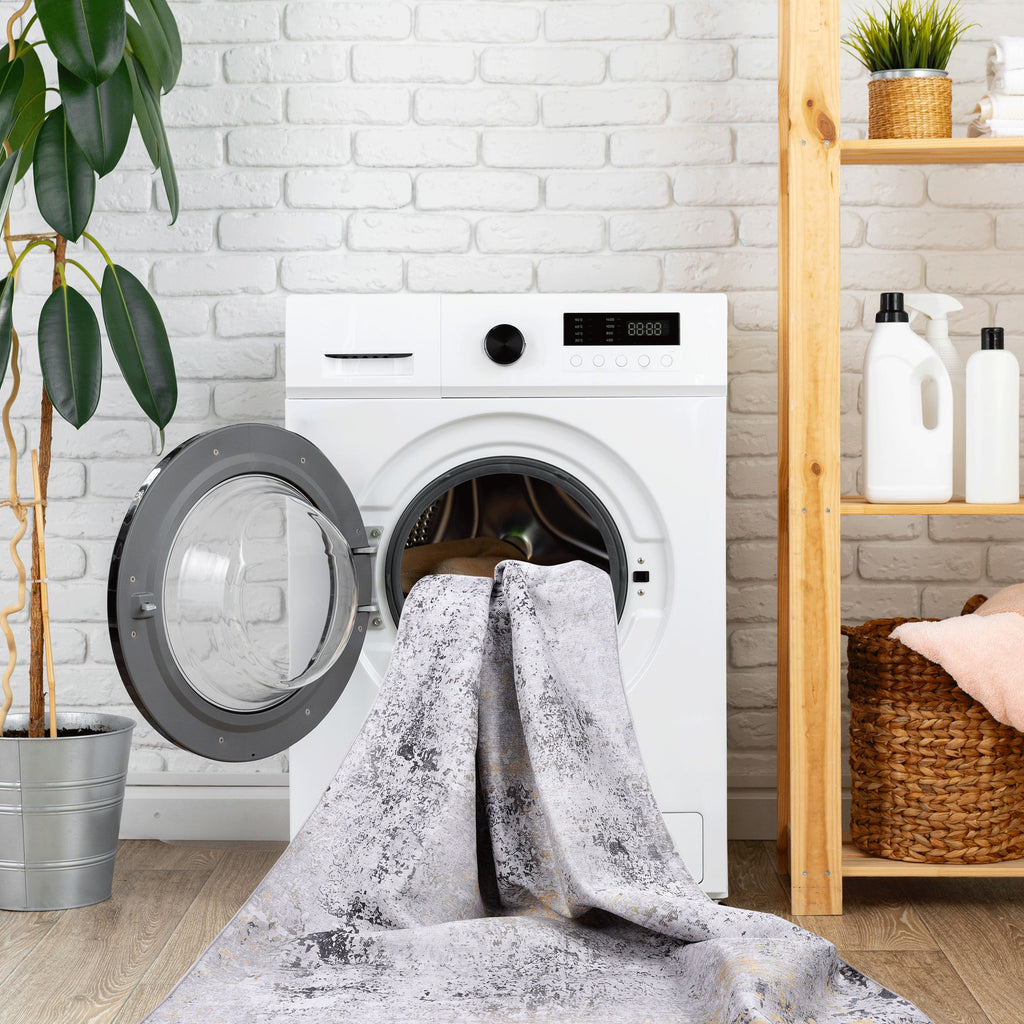 8x10 Non-Slip Machine Washable Area Rug with Low-Pile, Non-Shedding Kid and Pet Friendly Carpet, 96" L x 120" W x 0.15" H, Gray