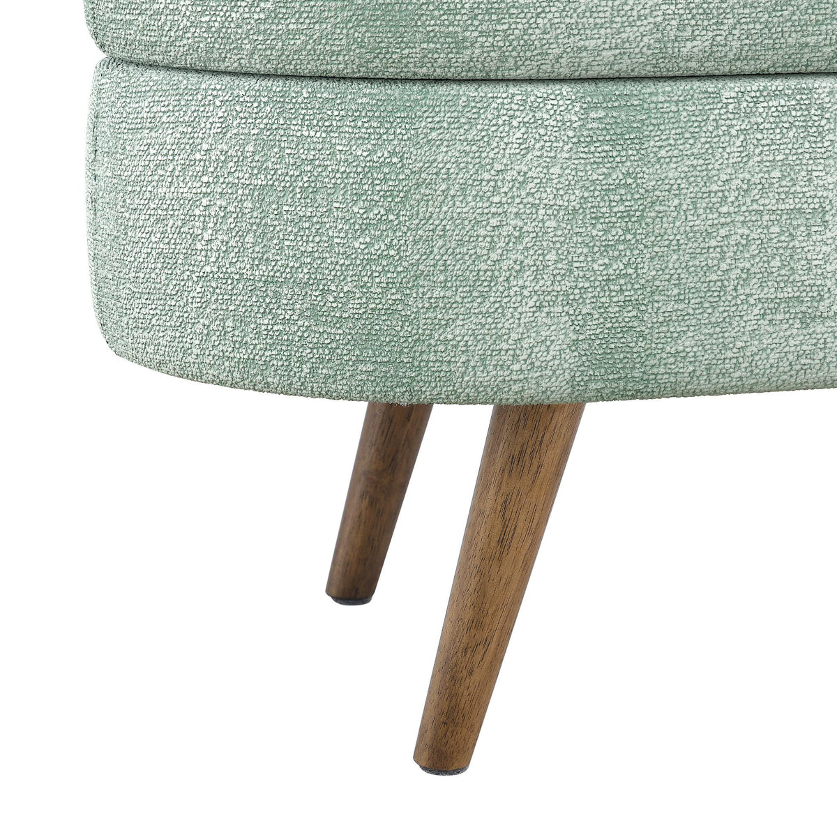 Oval Storage Ottoman Bench with Foam Cushion and Sturdy Rubberwood Legs, Multi-Use Footstool for Bedroom, 43.5" L x 16" W x 16" H, Cyan