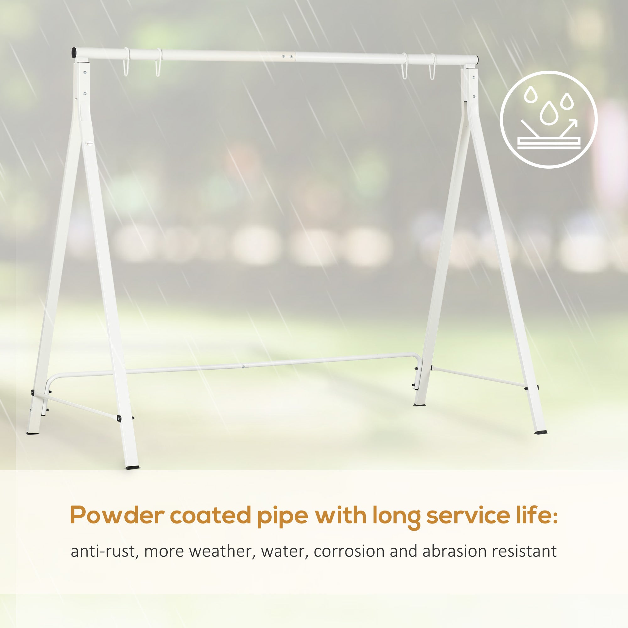 Metal Porch Swing Stand, Heavy Duty Swing Frame, Hanging Chair Stand Only, 528 LBS Weight Capacity, for Backyard, Patio, Lawn, Playground, White